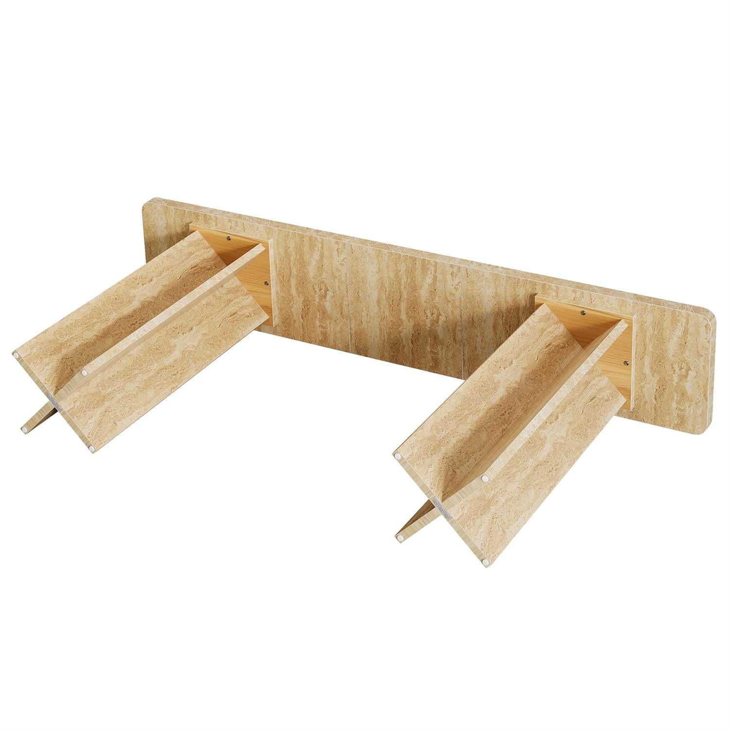 Demi Bonn 62" Modern Wooden End Table, Geometric Base, Sleek Console Table for Living Room, Brown