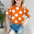 thumbnail image 2 of SGMVNU Girls T Shirts Short Sleeve Tops Trendy Casual Classic Crewneck Loose Fit Letter Print Cotton T-Shirts Summer Outfits, Size 5-6 Years, te1-Orange, 2 of 4