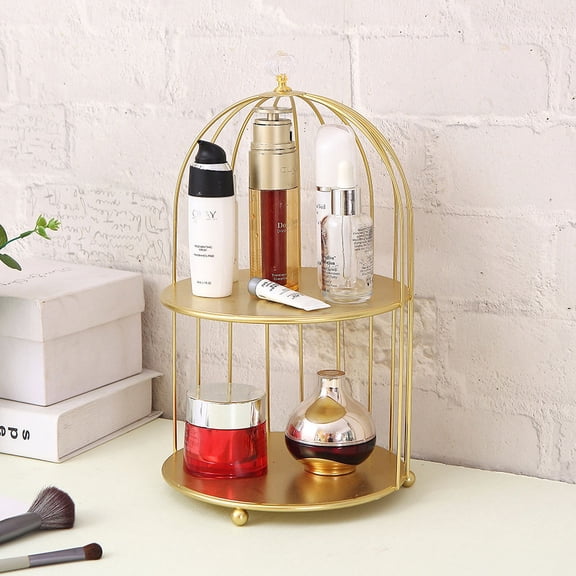 Hytrove Golden Metal Tiered Birdcage Cake Stand Elegant Party Display