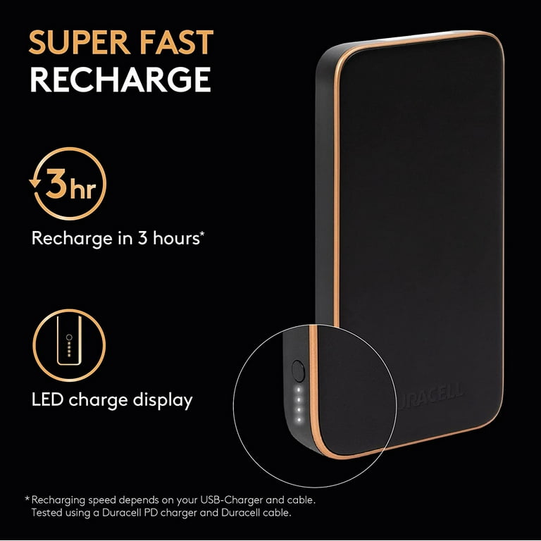 Duracell Charge10 Portable Power Pack 10000mAh Mobile Black Power
