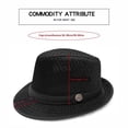 thumbnail image 4 of Straw Hat Summer Breathable Mesh Pork Pie Hat for Men, Lightweight Packable Sun Protection Beach Outdoor Jazz Cap, Classic Bowler Hat Travel Party, 4 of 6