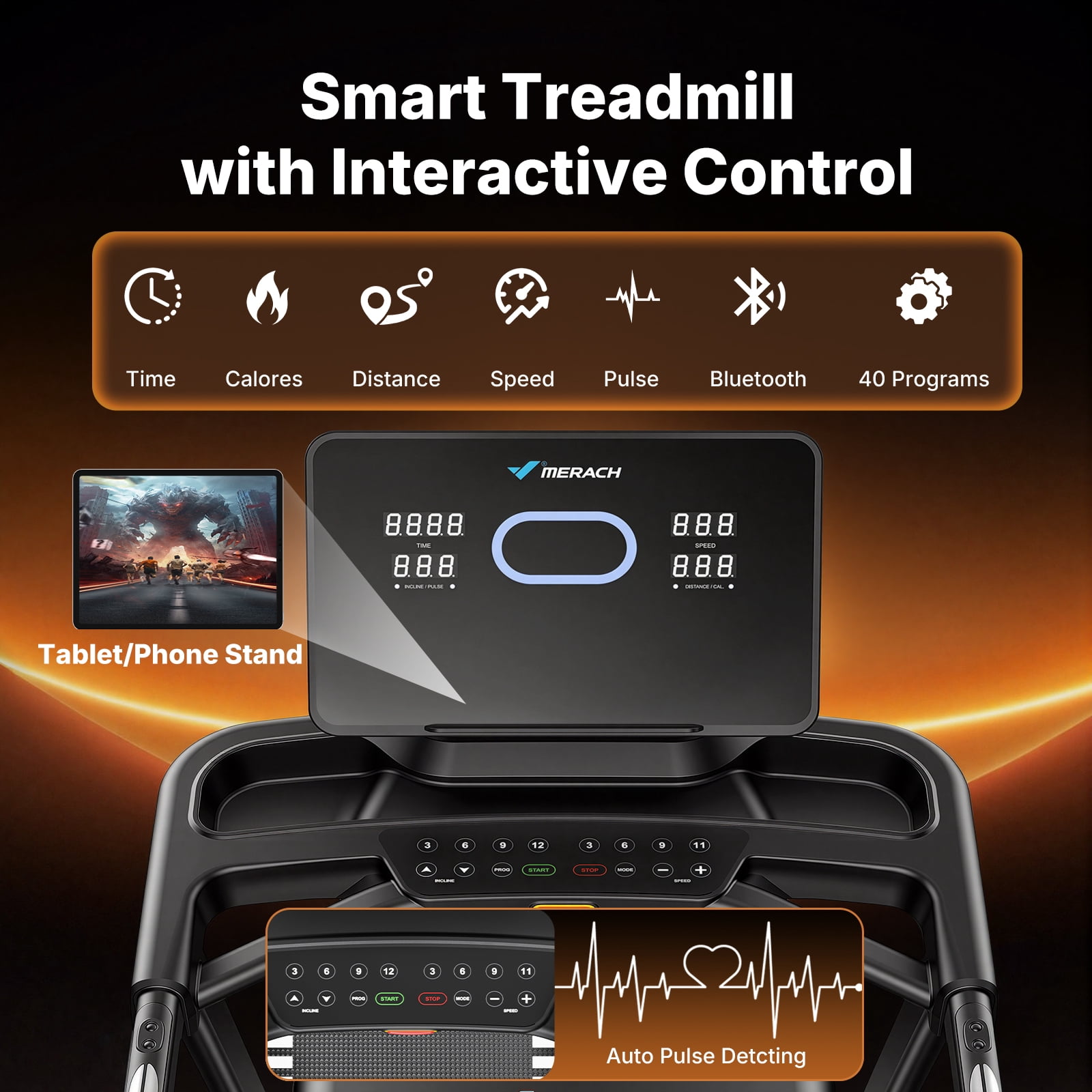MERACH 3.5HP Treadmill with 15% Auto Incline, Folding Treadmill for Home with Bluetooth Speaker, APP, 350 lbs Capacity