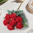 thumbnail image 1 of Decoración Del Hogar Ramo de 7 rosas artificiales realistas con tallos para centros de mesa de boda y decoración del hogar (rojo, 1 pieza) Rkxzt, 1 of 8