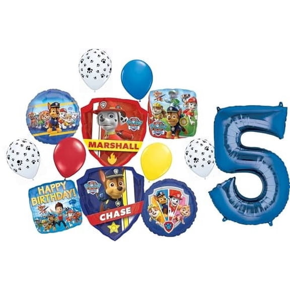 Paw Patrol Chase and Marshall 5th Birthday Party Supplies Balloon Bouquet Decorations