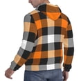 thumbnail image 3 of Bingfone Orange Plaid Men'S Drawstring Hoodie Long Sleeve Pocket Sweatshirts-Small, 3 of 9