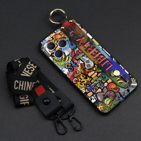 LYM-Phone Case For Tecno Spark50 4G/KN4, Wristband Soft case Personality Anti-knock Shockproof Waterproof Kickstand Dirt-resistant Lanyard Fashion Design Silicone Protective Graffiti