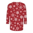 thumbnail image 5 of ESSSUT Femmes Tops Dégagement Femmes Casual Imprimer Noël en Vrac Trois Quarts Manches Ronds Tops Rouge XL, 5 of 5