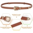 thumbnail image 4 of Trendy Western Skinny Belts for Women Adjustable Leather Thin Waist Belt for Dresses with Vintage Buckle, 4 of 6