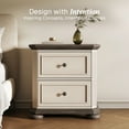 thumbnail image 3 of BELLEZE 24" End Table Farmhouse Nightstand with 2 Drawers, Rustic Wooden Bedside Storage Cabinet for Bedroom or Living Room, Antique White, 3 of 7