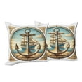 thumbnail image 4 of Ambesonne Nautical Throw Pillow Cover Pack of 2, Vintage Maritime Anchor, 2 Pcs-40"x40", Pale Brown and Soft Blue, 4 of 5