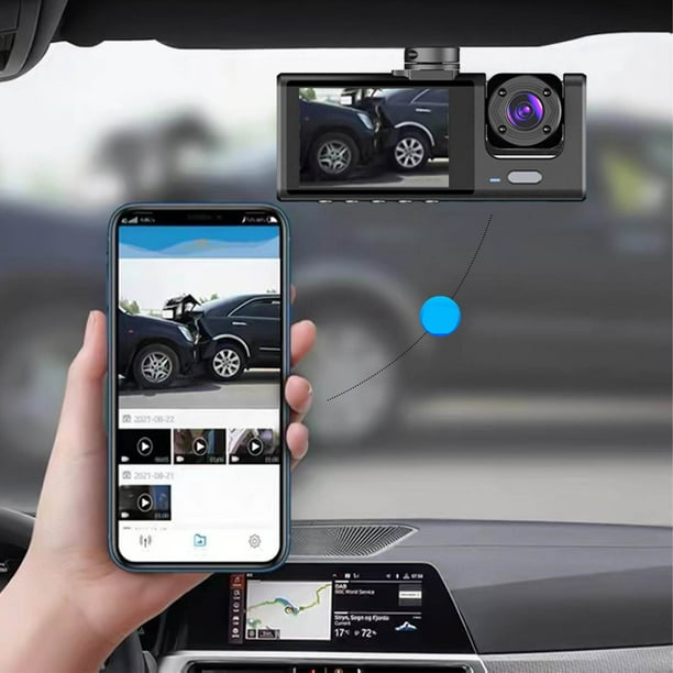 Suokom Dashcam 3 canaux Dash Cam avant et arrière à l'intérieur 1080P caméra  de tableau de bord pour voitures Dashcam caméra de voiture à trois voies  avec enregistrement en boucle de vision