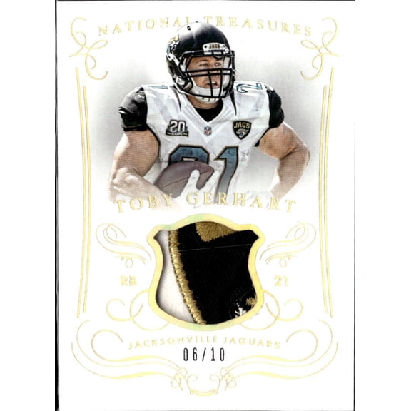 2015 Panini National Treasures Patch #M-TG Toby Gerhart 06/10 Jacksonville Jaguars NFL