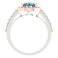 thumbnail image 4 of 1.86 ctw Solitaire with Zirconia Diamond Accents Anniversary Ring for Women | Round Cut Blue Moissanite | Hyperallergenic Solid 18K White/Rose Gold, 4 of 5