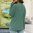 thumbnail image 4 of Lenpel Women's Tunic Tops Brushed Fleece Ribbed Knit Crew Neck Side Split Long Sleeve Shirts Casual Loose Blouses Fall Winter Outfits(Green,Small), 4 of 7