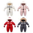 thumbnail image 3 of GYRATEDREAM Infant Baby Jumpsuit Outfit Toddler Snowsuit Winter Coat Fleece Hooded Romper Jumpsuit Boys Girls Onesie Warm Bodysuit for 6-24 Months, 3 of 3