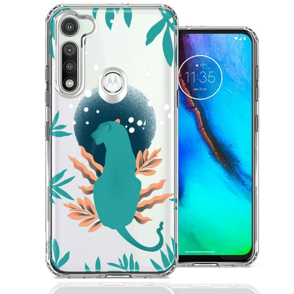 MUNDAZE for Motorola Moto G Fast Moon Green Jaguar Design Double Layer Phone Case Cover