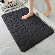 Bailu Memory Foam Bath Mat Pebble Bathroom Rug Super Absorbent Machine Washable Bathroom Rug (24x36, Black)