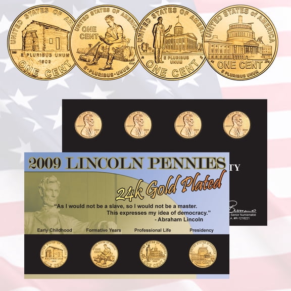 2009 Lincoln Pennies Layered in 24kt Gold
