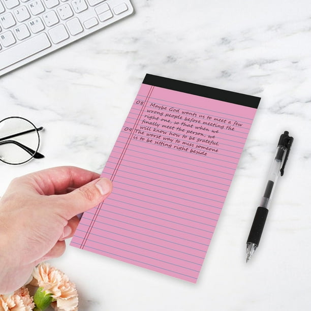 A4 Ruled Notebook Set | Horizontal Lined Tearable Notepad | Planner Journal | Thick Paper | Flip Over Binding | 4 Pack | White Yellow Blue Pink Purple Green | 11.65x5.00in | 100 Pages Each