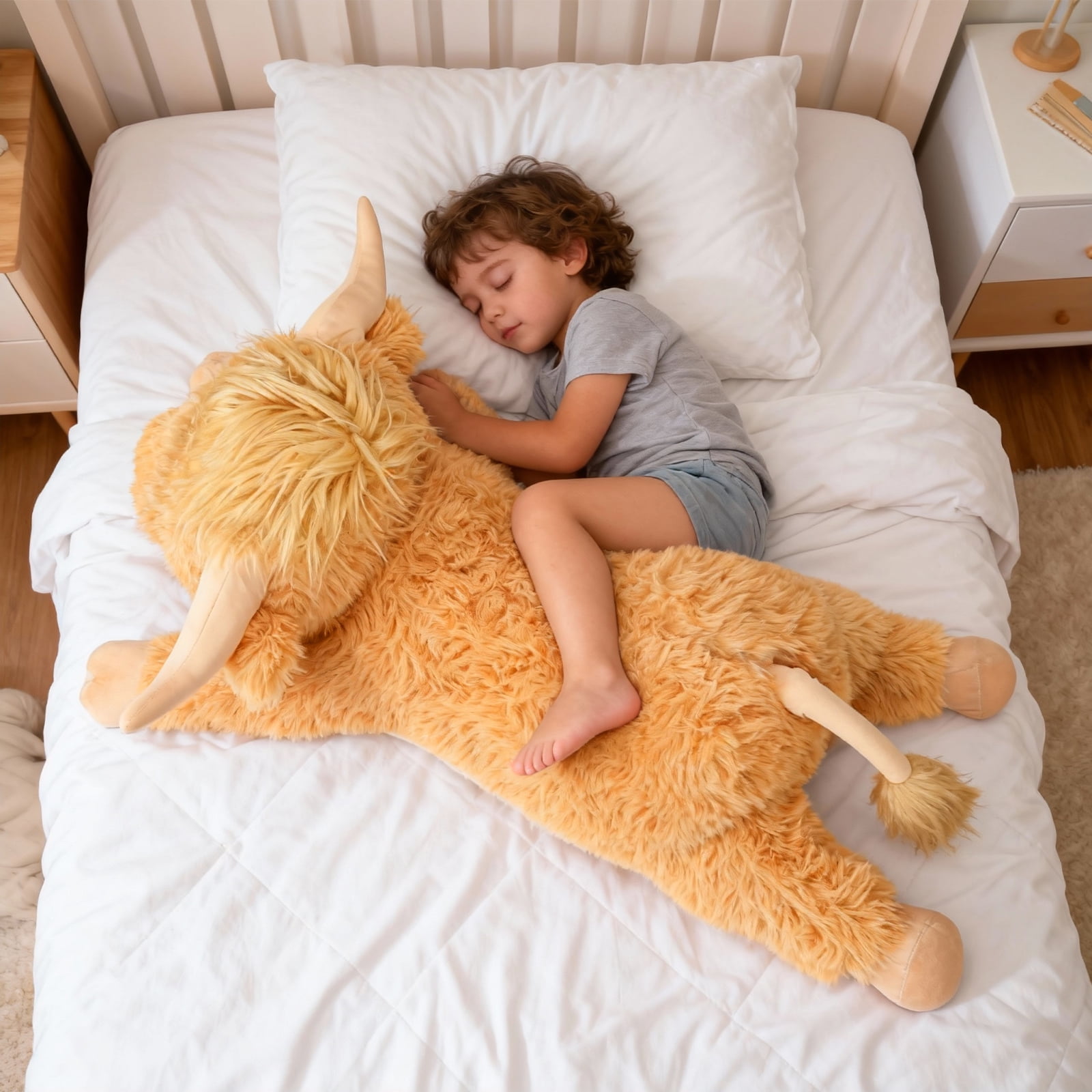 Giant Highland Cow Stuffed Animal 38" Yellow Plush Cow, Soft Giant Cow Pillow for Kids and Adults
