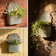thumbnail image 2 of Galvanized Metal Wall Planter - Rustic Vintage Wall Mounted Planters for Indoor Outdoor Plants Farmhouse Hanging Plant Holder Decor (13.2" L x 9.5" H), 2 of 7