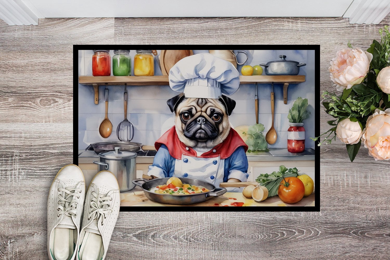 Pug The Chef Doormat 36 in x 24 in
