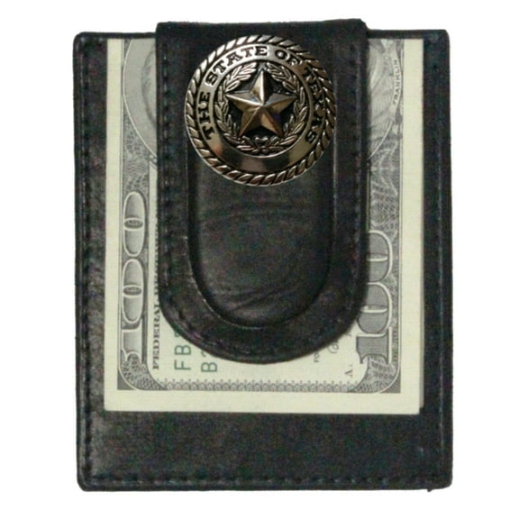 Custom Texas Silver Seal Paul and Taylor Money Clip Wallet Black