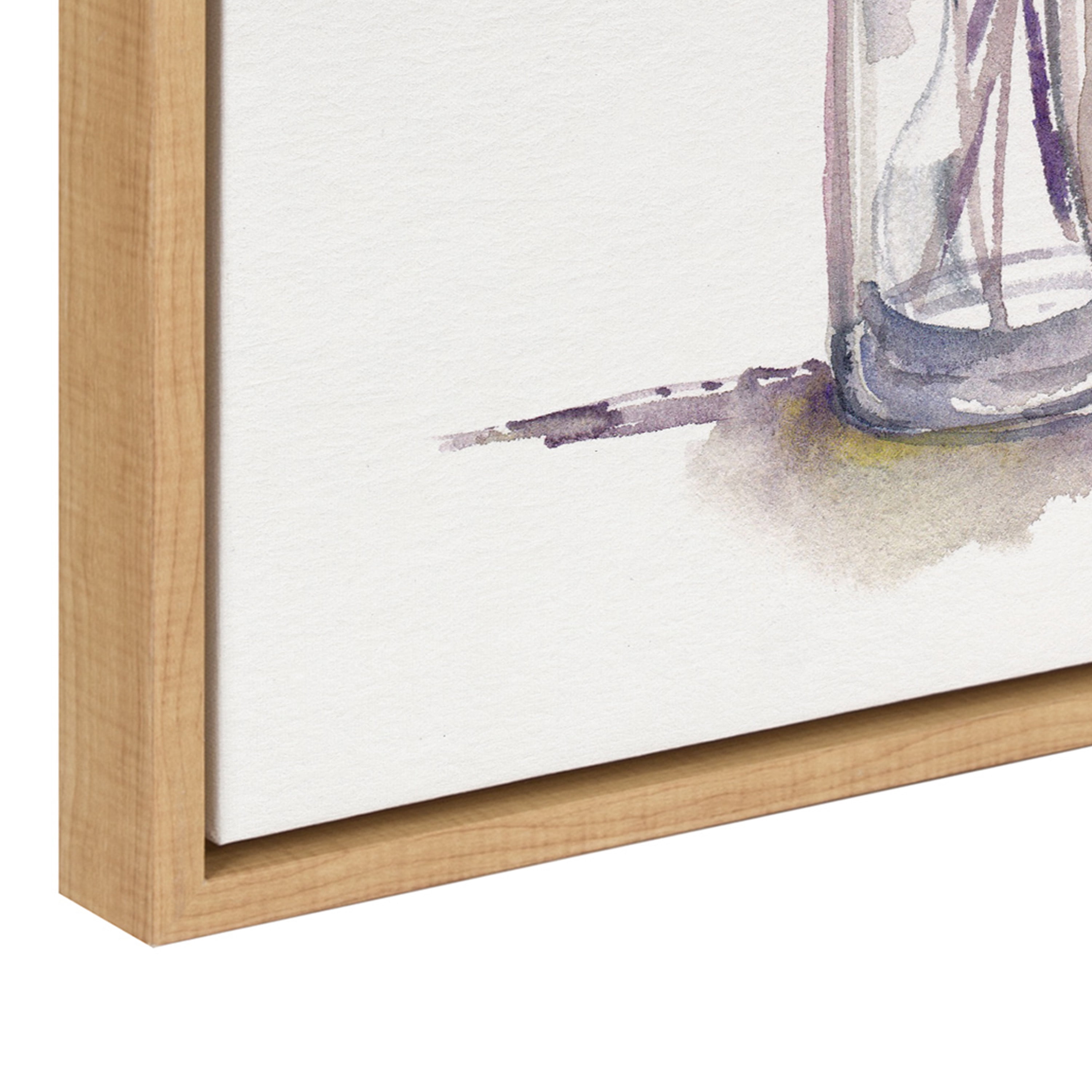 Woven Paths Sylvie Warm Purple Palette Florals Framed Canvas Wall Art by Patricia Shaw, 18x24 Natural, Minimalist Botanical Wall Décor