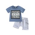thumbnail image 1 of Trajes Para Bebé NiñO Camiseta De Manga Corta Con Estampado De Letras + Shorts De Cintura EláStica XBTCLXEBCO Azul;6-12 Meses, 1 of 5