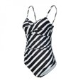 thumbnail image 1 of Women‘s Summer One Piece Tummy Control Swimwear Boyleg Ruched Swimsuit Stripes XL, 1 of 6