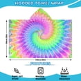thumbnail image 2 of Colorful Tie Dye Pattern Hooded Bath Towel，60"x35" for Ages 3 To 12 Kids, Quick Dry Lightweight Soft Microfiber Hood Beach Towel Cover Up for Kids, 2 of 7