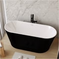 thumbnail image 2 of JERFIT 59 Inch Freestanding Soaking Bathtub, Glossy Acrylic Standalone Tub with Toe-Tap Drain, Modern Soaker Tub for Bathroom, cUPC Certified (Black/White), 2 of 10