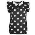 thumbnail image 6 of Women Summer Casual Polka Dot Round Neck Short Sleeve Shirt Top Chiffon Blouse, 6 of 6