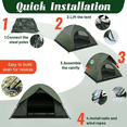 thumbnail image 6 of Forest Green 2-Person Waterproof Camping Tent with Rainfly – Dome Style, Easy-Setup, Portable 3-Season Outdoor Tent for Backpacking and Hiking, 6 of 7