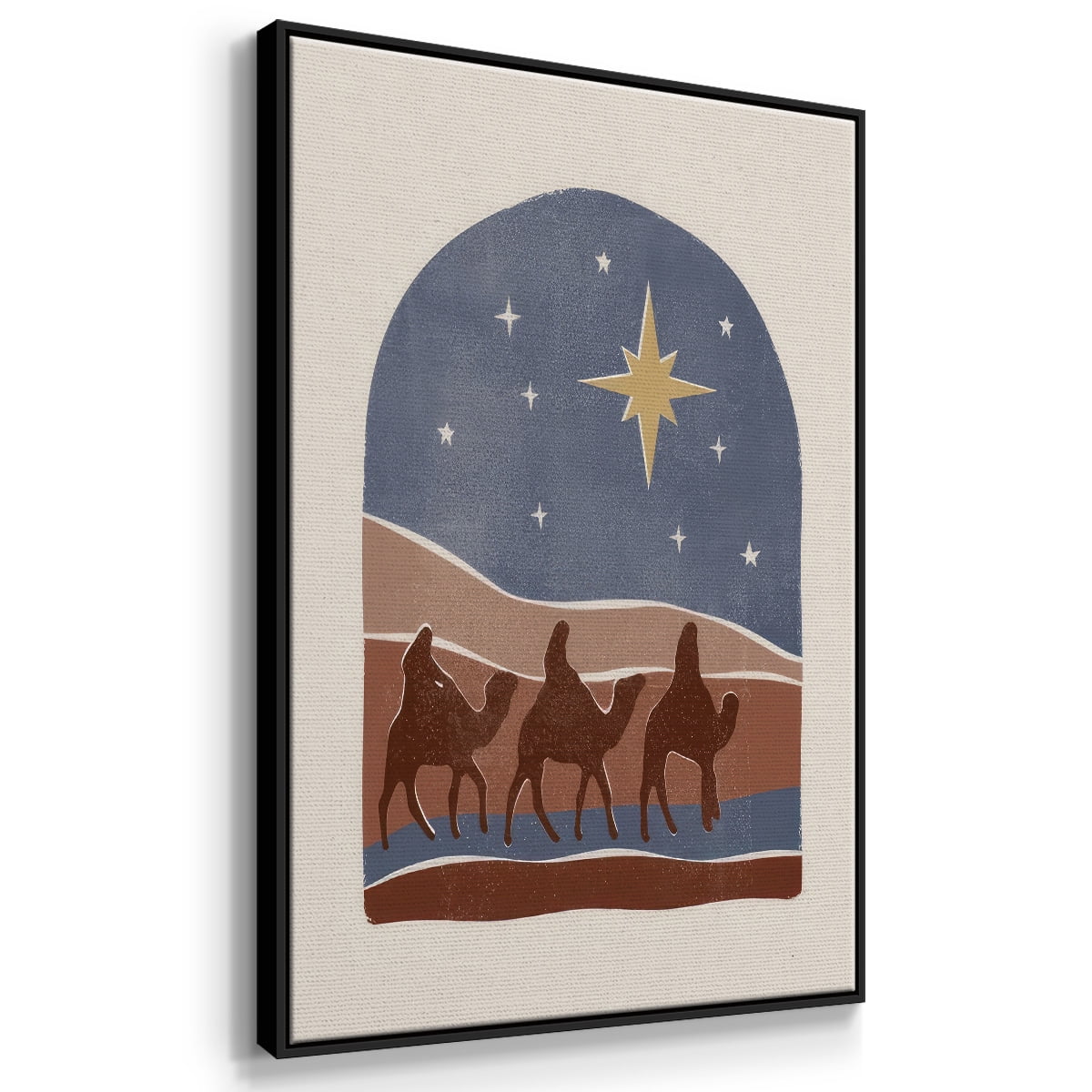Boho Nativity II - Framed Gallery Wrapped Holiday Canvas - 27 x 41 - Black Frame