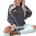 thumbnail image 6 of Merry Christmas Tree Sweatshirts for Women Graphic Crewneck Oversized Sweater Cotton Tops Printed Long Sleeve (X-Large, Dark Gray 05), 6 of 6