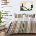 thumbnail image 4 of Colorful Striped Bedding 3 Piece Duvet Cover Set Queen Size, Sage Green Pink White Vertical Lines Soft Microfiber Comforter Cover with Zipper Closure & Pillowcases, FadeResistant Quilt Cover, 4 of 9