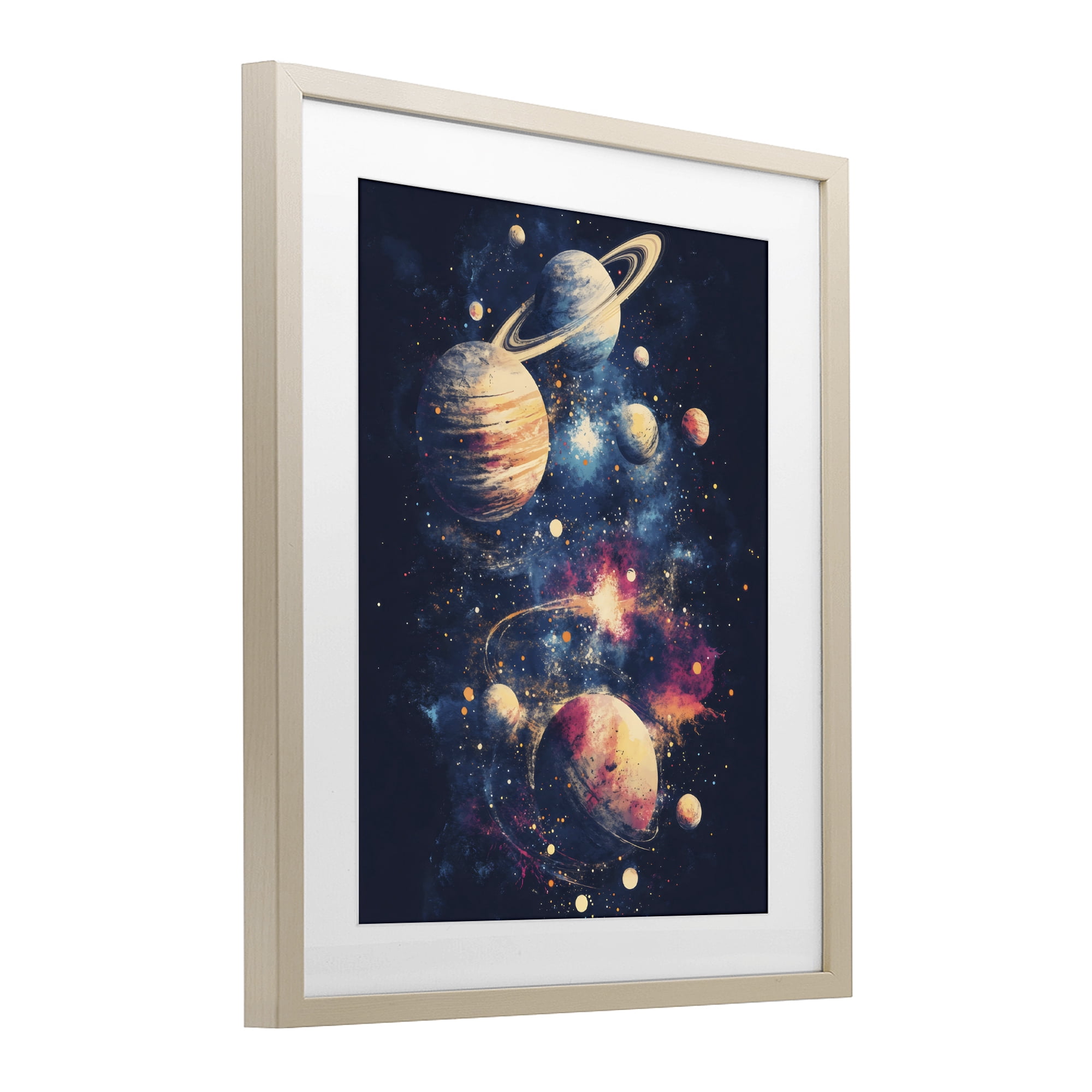 Stupell Industries Cosmic Planet Curiosities Birch Framed Print Under Glass, design by Creative Studio