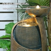 Vase Outdoor Water Fountain, 31.4''H Jar Waterfall Fountain with Warm LED Lights&Durable Pump for Yard, Porches, Home Décor,Garden,Office