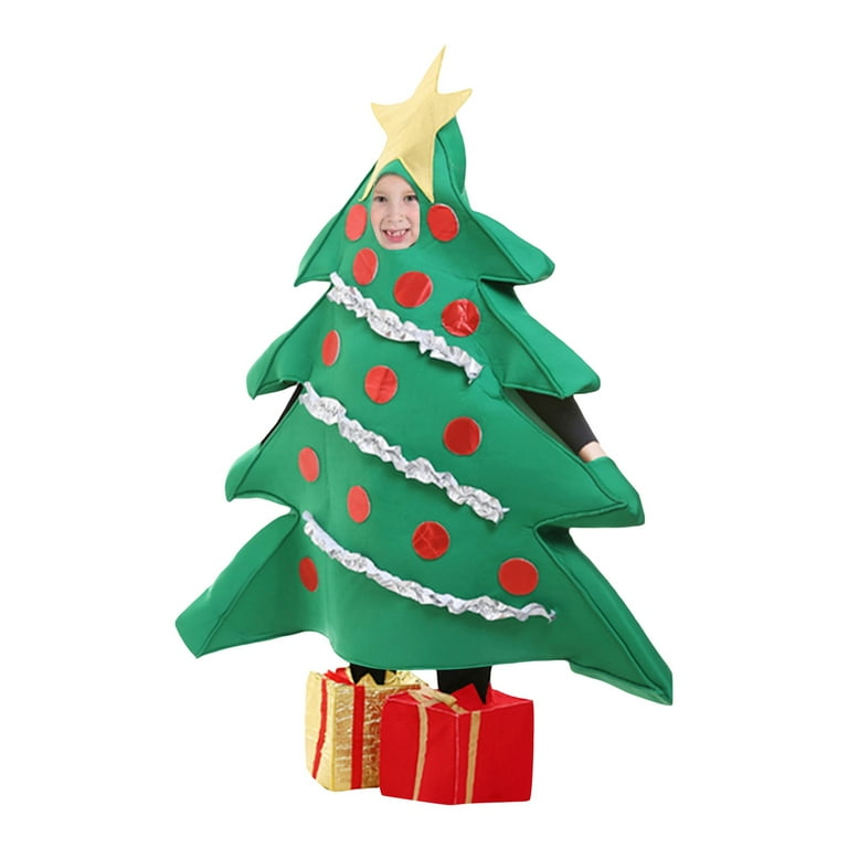 Adults Kids Christmas Costumes Funny Christmas Tree Shaped Dress and Gift Box Shaped Shoes Set Cosplay Role Playing Party Outfits Walmart
