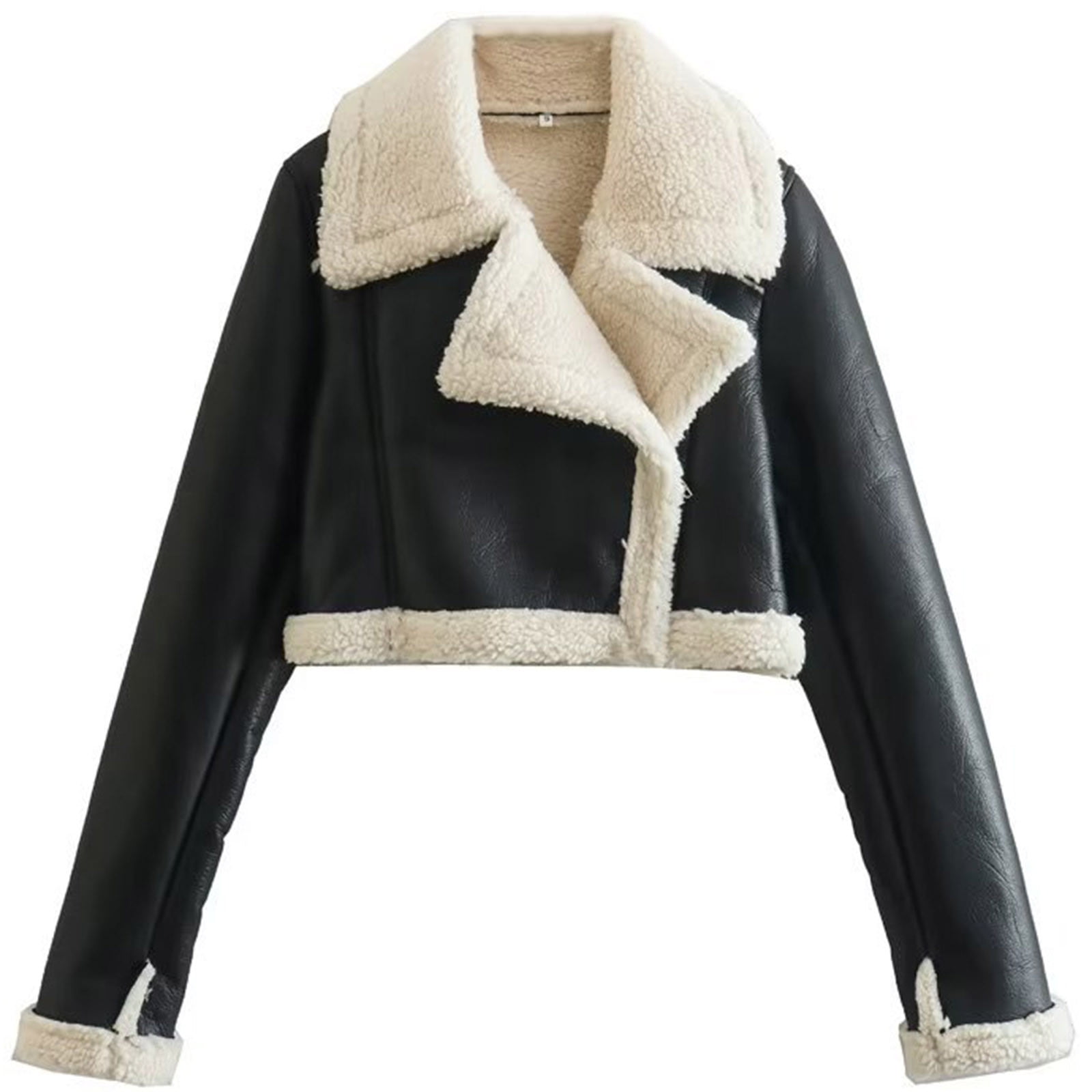 Fartey Womens Faux Leather Jacket Thicken Fleece Lined Parka