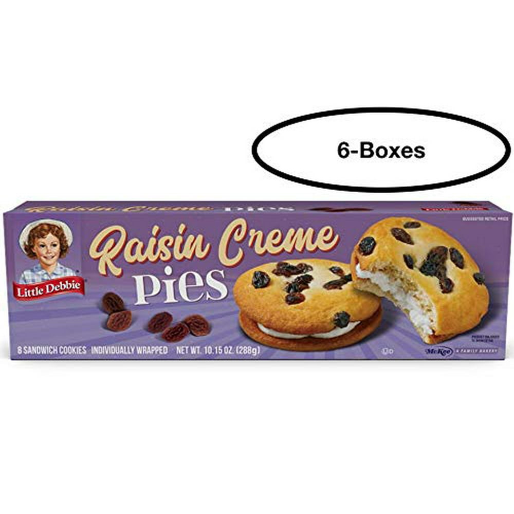 Little Debbie Raisin Crème Pies, 10.15 oz Per Box, 8 Count Per Box, 6