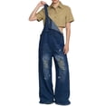 thumbnail image 2 of EaskTriop Women's Wide Leg Jumpsuits Distressed Denim Overalls Baggy Ripped Rompers High Waisted Stretchy One Piece Outfits with Pockets 2026, 2 of 6