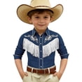 thumbnail image 4 of MUXiin Western Boys' Button-Down Shirts Short Sleeve, Pearl Snap Shirt with Fringe, 4 of 4