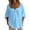#374-Sky Blue, variant on Craaazy Women's Cotton Long Sleeve Square Neck Button Up Top Solid Color Loose Fit Casual Pullover Blouse Breathable Spring Summer Tunic Gifts