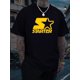 thumbnail image 1 of Camiseta informal de algodón para hombre con estampado de estrellas y letras: cuello redondo, manga corta, ligeramente elástica, estilo jersey para entrenamiento al aire libre en verano y ropa informa, 1 of 6