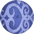 thumbnail image 1 of Ahgly Company Machine Washable Indoor Round Transitional Sky Blue Area Rugs, 3' Round, 1 of 7