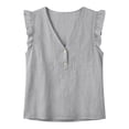 thumbnail image 2 of Cilsoka Women's Cotton Linen Tank Top Ruffle V Neck Button Work Blouses Loose Sleeveless Business Summer Tops 2026 Outfits Clothes, 2 of 7