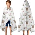 thumbnail image 3 of White Highland Cow Flower Pattern Hooded Bath Towel，60"x35" for Ages 3 To 12 Kids, Quick Dry Lightweight Soft Microfiber Hood Beach Towel Cover Up for Kids, 3 of 7