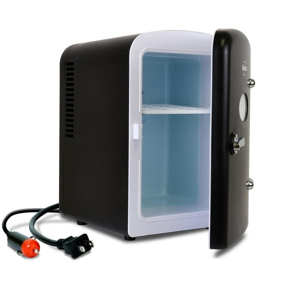 Koolatron Frigo Mini Thermoélectrique Portable Rétro 6 Canettes, 4,2 Quarts, 12V DC/110V AC, pour Maison, Chambre d'Étudiant, Voiture, Bateau, Boissons et Plus